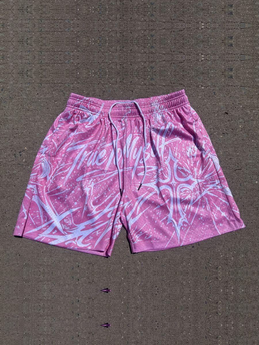 Mesh Shorts, Pink / White