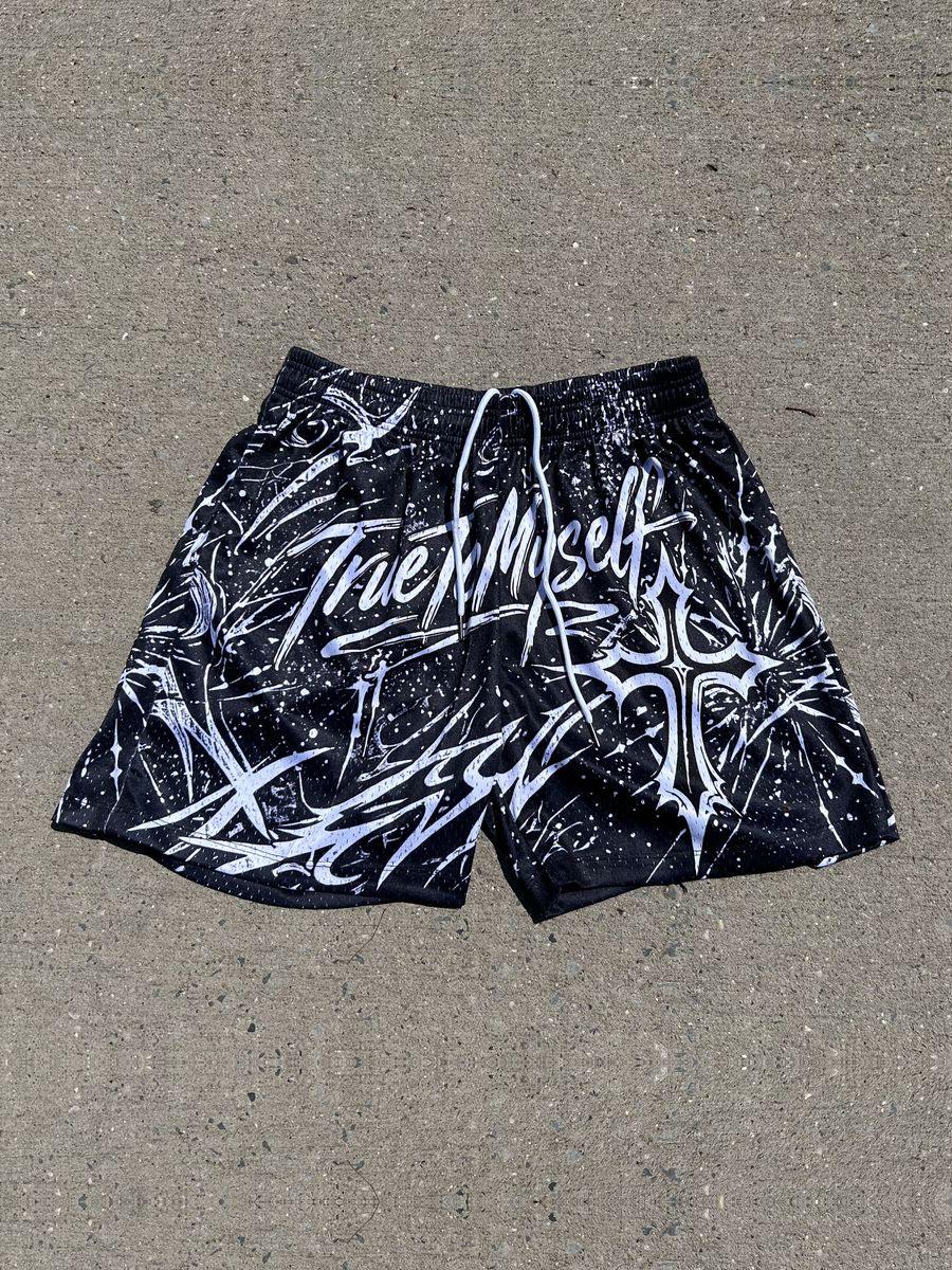 Mesh Shorts, Black / White