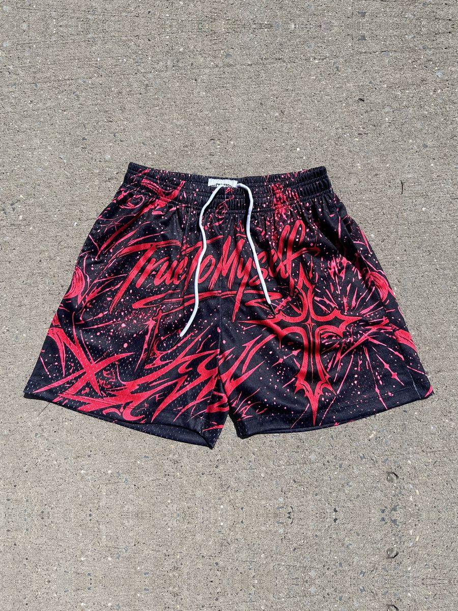 Mesh Shorts, Black / Red